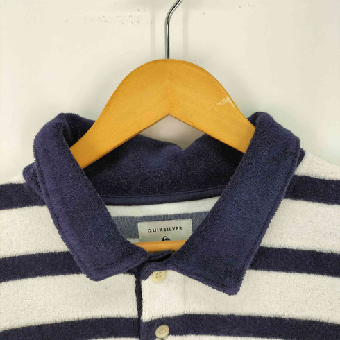 クイックシルバー Quiksilver パイル地 ショートスリーブ ボーダーポロシャツ メンズ JPN:M