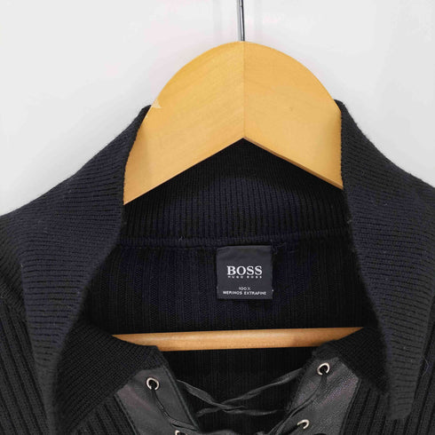 ボスヒューゴボス BOSS HUGO BOSS レースアップ ロングスリーブ ニットポロ メンズ