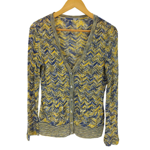 ミッソーニ MISSONI 総柄 透かし編み レーヨンニットカーディガン レディース 40