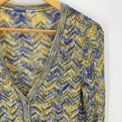 ミッソーニ MISSONI 総柄 透かし編み レーヨンニットカーディガン レディース 40