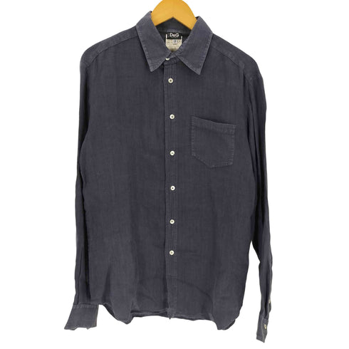 ディーアンドジードルチェアンドガッバーナ D&G DOLCE&GABBANA MADE IN ITALY リネン100% 長袖シャツ メンズ 34/48