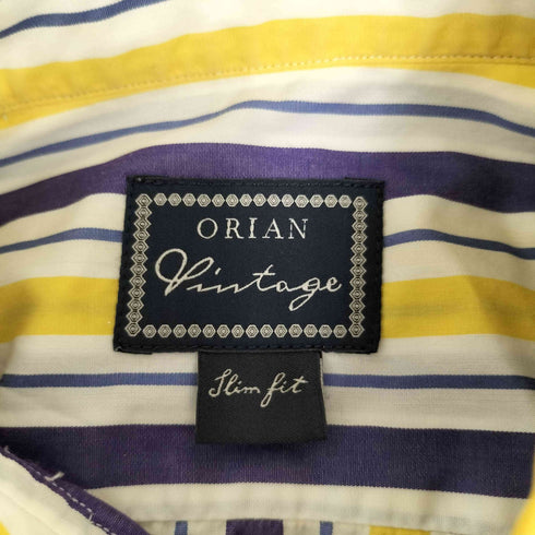 オリアン ORIAN Slim Fit マルチボーダー 長袖シャツ メンズ S
