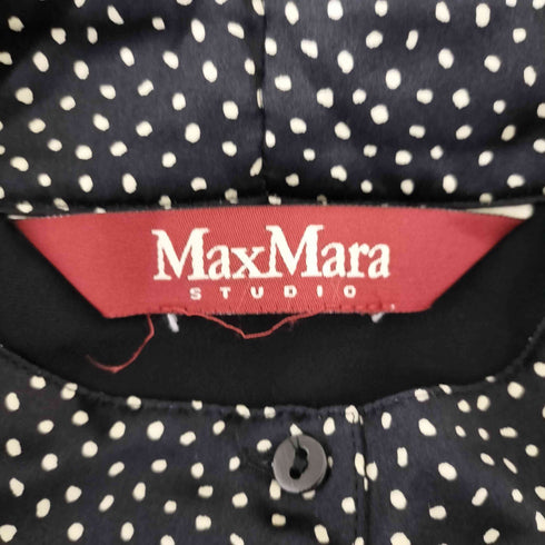 マックスマーラステュディオ MAX MARA STUDIO 総柄 ボウタイ 長袖ワンピース レディース