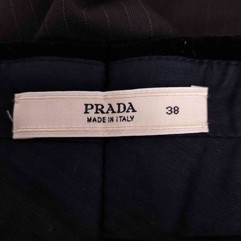 プラダ PRADA MADE IN ITALY ビジュー装飾 ストライプスラックス レディース 38