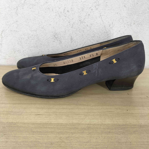 サルヴァトーレフェラガモ Salvatore Ferragamo スエード ゴールドホース パンプス レディース 6 1/2