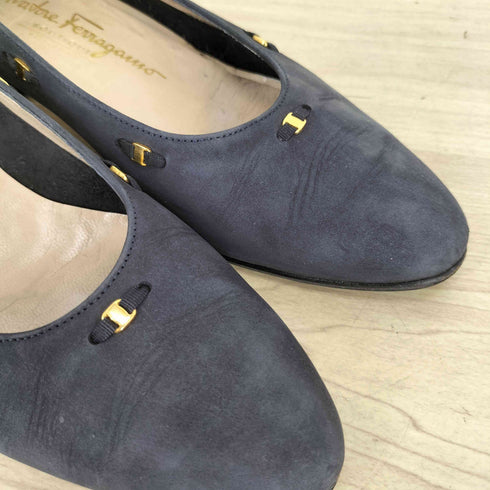 サルヴァトーレフェラガモ Salvatore Ferragamo スエード ゴールドホース パンプス レディース 6 1/2