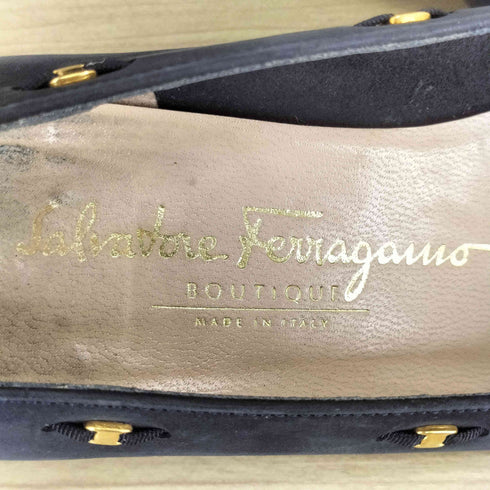サルヴァトーレフェラガモ Salvatore Ferragamo スエード ゴールドホース パンプス レディース 6 1/2