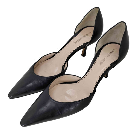 ジョルジオアルマーニ Giorgio Armani MADE IN ITALY ポインテッドトゥ レザー ヒールパンプス レディース 34 1/2
