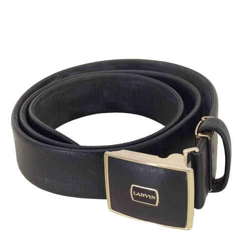 ランバン LANVIN ロゴ レザー バックル ベルト メンズ