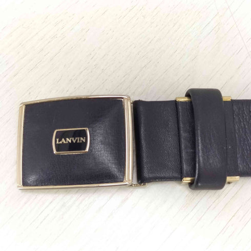 ランバン LANVIN ロゴ レザー バックル ベルト メンズ