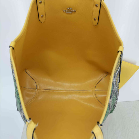 コーチ COACH パイソン柄 リバーシブル レザートートバッグ レディース