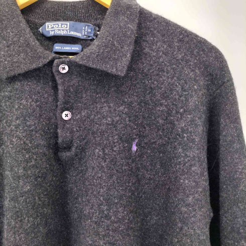ポロバイラルフローレン Polo by RALPH LAUREN 90s ポニーロゴ刺繍 ラムウール ニットポロ メンズ import:XL