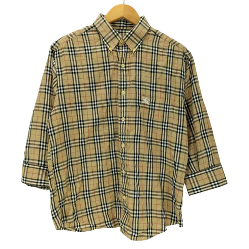 バーバリーズ BURBERRYS 80-90S OLD Nova Check Dress Shirt ホースロゴ刺繍 ノバチェック L/S ドレス シャツ メンズ import:M