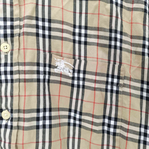 バーバリーズ BURBERRYS 80-90S OLD Nova Check Dress Shirt ホースロゴ刺繍 ノバチェック L/S ドレス シャツ メンズ import:M