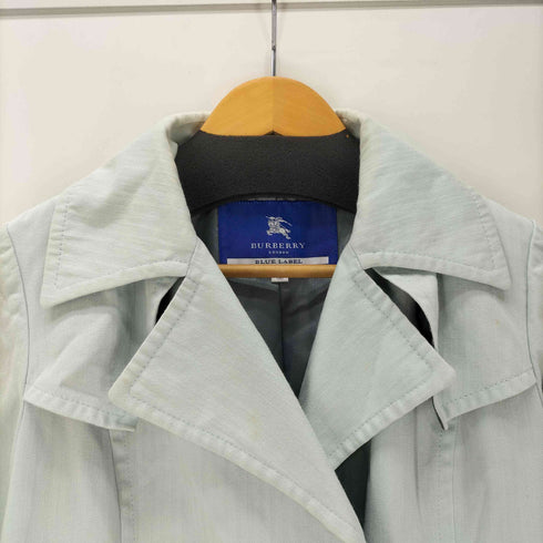 バーバリーブルーレーベル BURBERRY BLUE LABEL ヘリンボーン ストライプ バルマカーン ステンカラー コート レディース 38