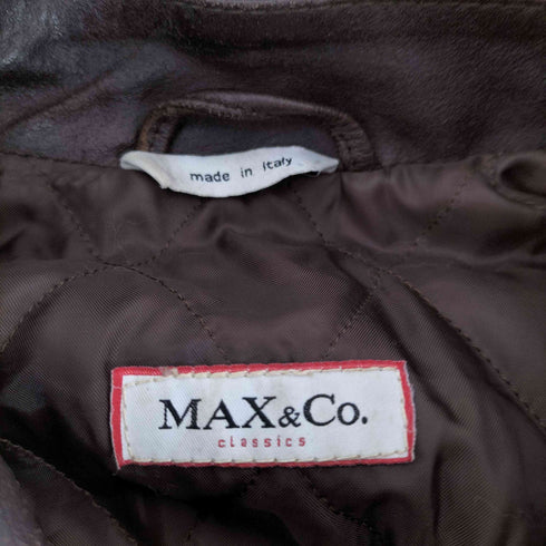 マックスアンドコー MAX&CO. MADE IN ITALY イタリア製 裏地キルティング 牛革 カウレザー シングル ジップアップ リアル オール レザー ジャケット レディース EUR:42