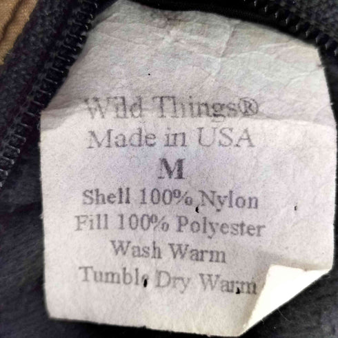 ワイルドシングス WILD THINGS 90S USA製 紙タグ PRIMALOFT プリマロフト ウッドランドカモ リップストップ リバーシブル キルティング フーデット ジャケット メンズ import:M
