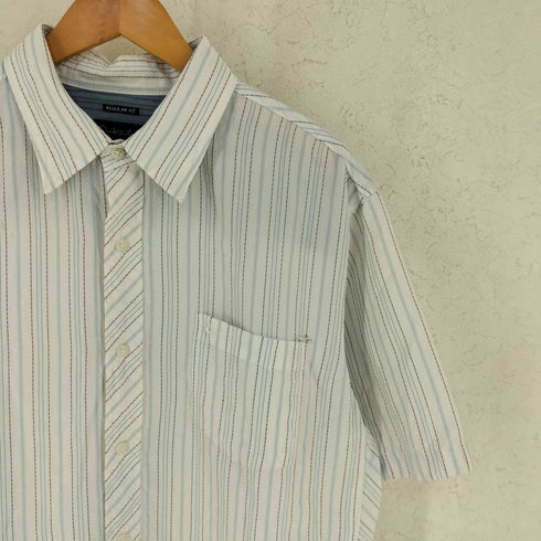 クイックシルバー Quiksilver REGULAR FIT レギュラー フィット ストライプ 半袖 シャツ Y2K メンズ L