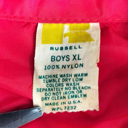 ラッセル Russell 70S USA製 金タグ ワッペン 刺繍 ナイロン コーチ ジャケット メンズ BOYS XL