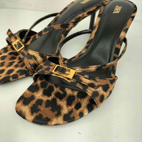 ザラ ZARA プリントハイヒールサンダル レオパード レディース EUR:36