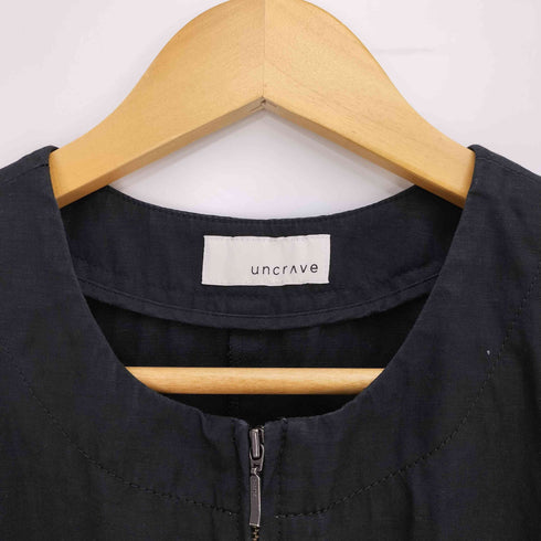 アンクレイヴ uncrave フロントジップ タック リネン混 ノースリーブ オールインワン レディース 0