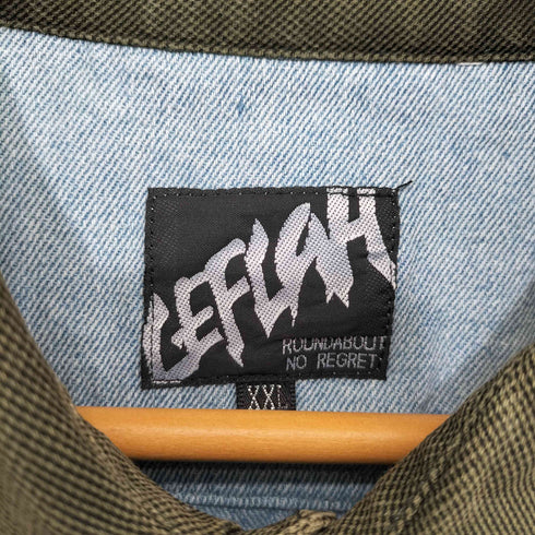 レフラー Leflah 刺繍デザイン 半袖 デニムワークシャツ メンズ JPN:XXL