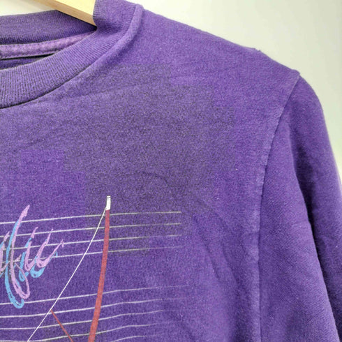 オーシャンパシフィック Ocean Pacific 80s USA製 裾シングルステッチ ウインドサーフィン 袖プリント クルーネック 長袖Tシャツ レディース import:S