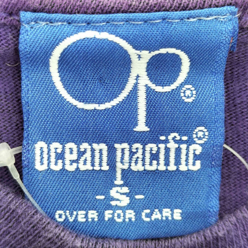 オーシャンパシフィック Ocean Pacific 80s USA製 裾シングルステッチ ウインドサーフィン 袖プリント クルーネック 長袖Tシャツ レディース import:S