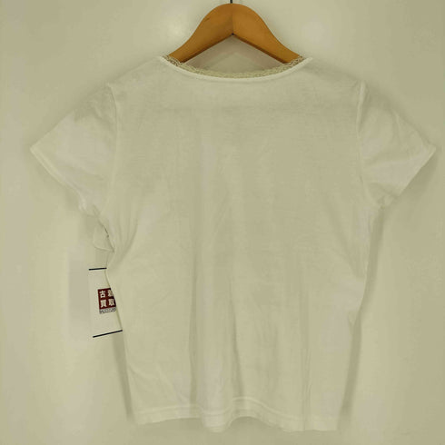 襟 レース メッセージ オールドイングリッシュ ラインストーン Tシャツ Y2K レディース