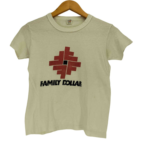 ヘインズ Hanes 70s USA製 三角タグ 裾袖シングルステッチ 企業ロゴプリント クルーネックTシャツ レディース import:L