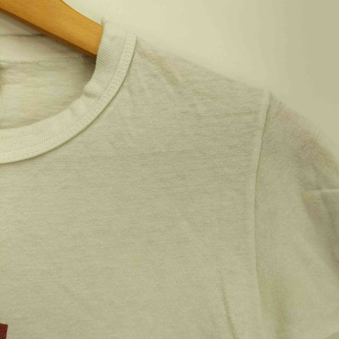 ヘインズ Hanes 70s USA製 三角タグ 裾袖シングルステッチ 企業ロゴプリント クルーネックTシャツ レディース import:L