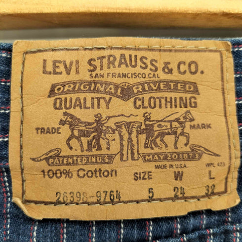リーバイス Levis 80s 81年1月製造 42ロケットTALON 26398 9764 ピンストライプ ストレート デニム パンツ レディース W24 L32
