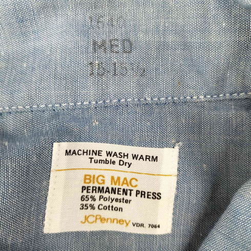 ビッグマックジェイシーペニー BIG MAC JCPenney 70S シャンブレー S/S ワーク シャツ メンズ