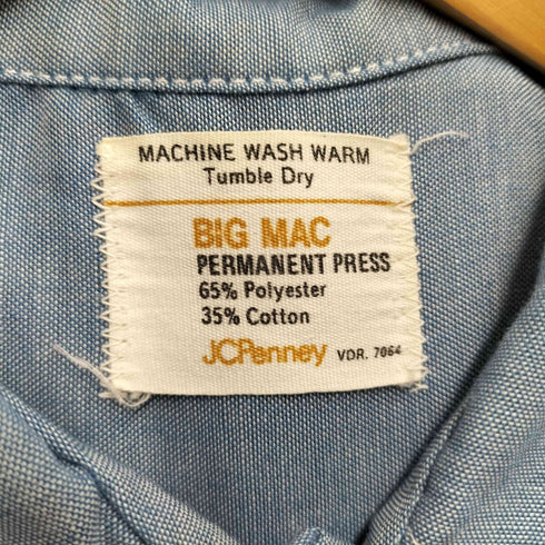 ビッグマックジェイシーペニー BIG MAC JCPenney 70S シャンブレー S/S ワーク シャツ メンズ