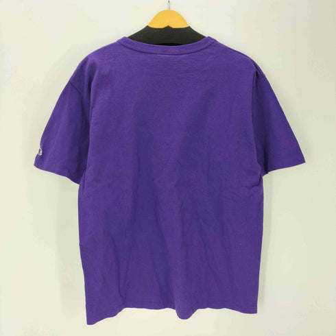 チャンピオン Champion 80-90S USA製 青刺繍タグ ロゴ プリント 袖 目あり Tシャツ 袖シングル メンズ import:L