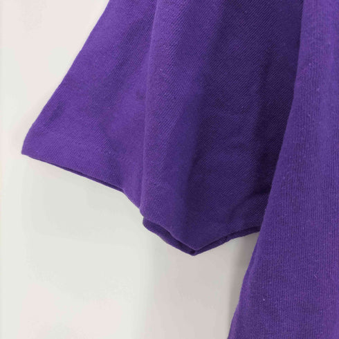 チャンピオン Champion 80-90S USA製 青刺繍タグ ロゴ プリント 袖 目あり Tシャツ 袖シングル メンズ import:L