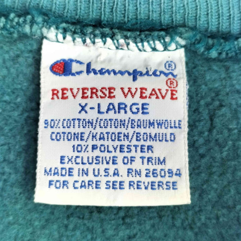 チャンピオン Champion 90S USA製 REVERSE WEAVE リバースウィーブ 刺繍タグ 目あり クルーネック スウェット メンズ import:XL