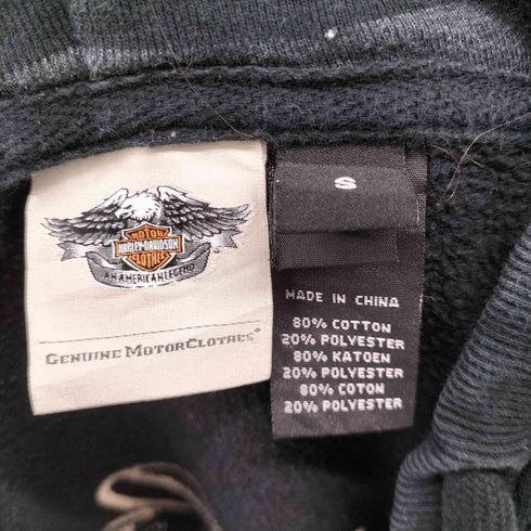 ハーレーダビッドソン HARLEY-DAVIDSON 00S OLD 両面 モーターサイクル プリント クロップド ジップ フーディー パーカー Y2K レディース import:S