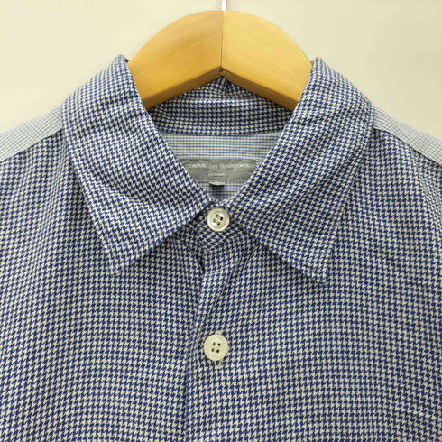 コムデギャルソンオム COMME des GARCONS HOMME 90S 田中オム 銀タグ L/S ハウンドトゥース ストライプ パネル スイッチング シャツ archive アーカイブ メンズ import:S
