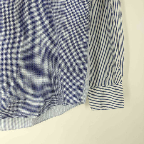 コムデギャルソンオム COMME des GARCONS HOMME 90S 田中オム 銀タグ L/S ハウンドトゥース ストライプ パネル スイッチング シャツ archive アーカイブ メンズ import:S