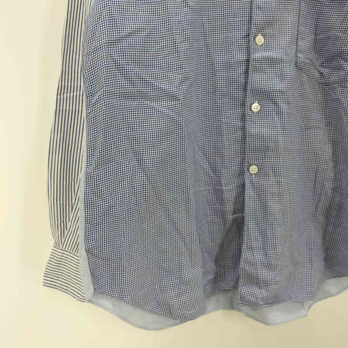 コムデギャルソンオム COMME des GARCONS HOMME 90S 田中オム 銀タグ L/S ハウンドトゥース ストライプ パネル スイッチング シャツ archive アーカイブ メンズ import:S
