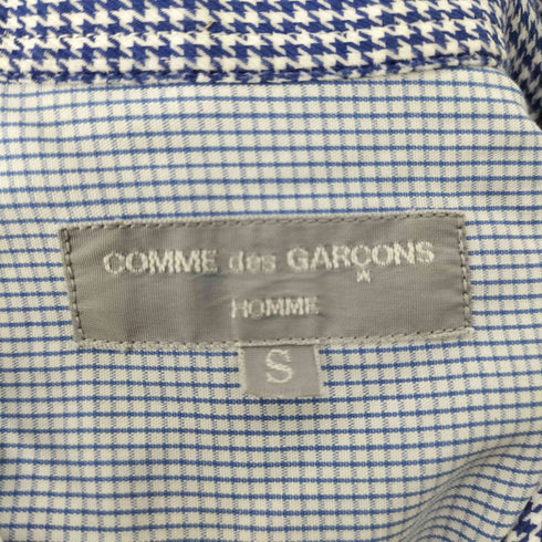コムデギャルソンオム COMME des GARCONS HOMME 90S 田中オム 銀タグ L/S ハウンドトゥース ストライプ パネル スイッチング シャツ archive アーカイブ メンズ import:S