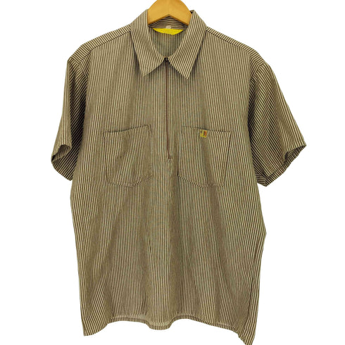 ベンデイビス BEN DAVIS YKKジップ ハーフジップ ストライプ S/S 半袖 プルオーバー シャツ メンズ import:M