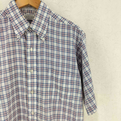 60-70s Andover アンドオーバー NO-IRON ノーアイロン コットン ポリ ボタンダウン チェック 半袖 シャツ メンズ M