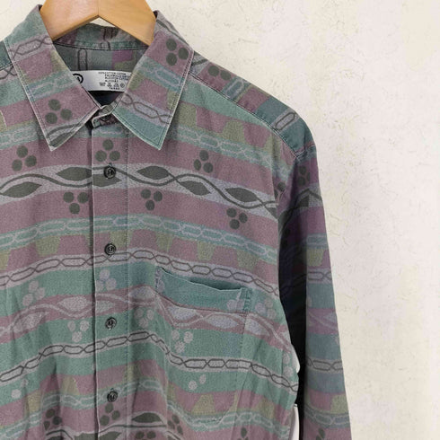 シーアンドエー C&A 90S コットン 幾何学模様 総柄 シャツ メンズ M