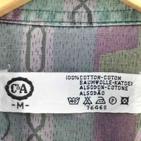 シーアンドエー C&A 90S コットン 幾何学模様 総柄 シャツ メンズ M