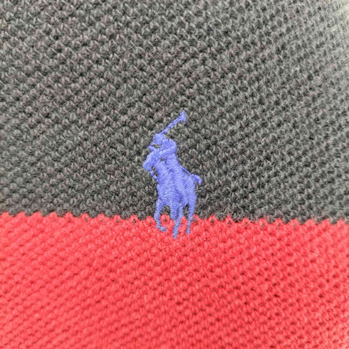 ポロバイラルフローレン Polo by RALPH LAUREN 90S USA製 ポニー刺繍 ラスター カラー ボーダー L/S ラガー ポロ シャツ 鹿の子 メンズ import:L