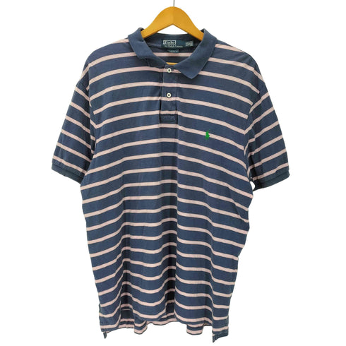 ポロバイラルフローレン Polo by RALPH LAUREN 90S ポニー刺繍 S/S ボーダー ポロシャツ メンズ XXL