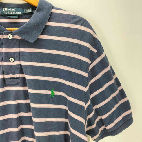 ポロバイラルフローレン Polo by RALPH LAUREN 90S ポニー刺繍 S/S ボーダー ポロシャツ メンズ XXL
