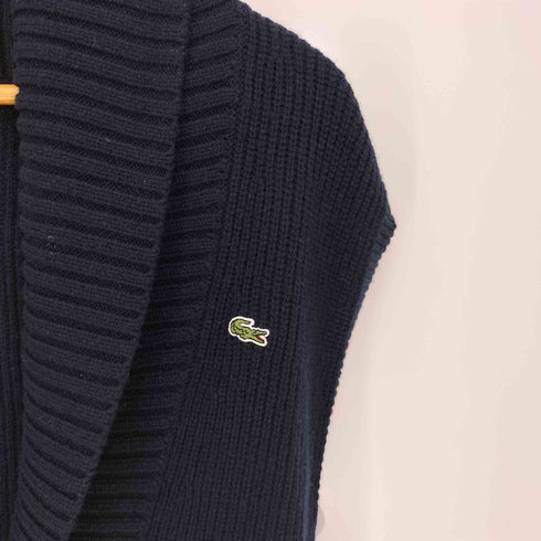 ラコステ LACOSTE ロゴ刺繍 ショールカラー ニット ベスト レディース FR:38